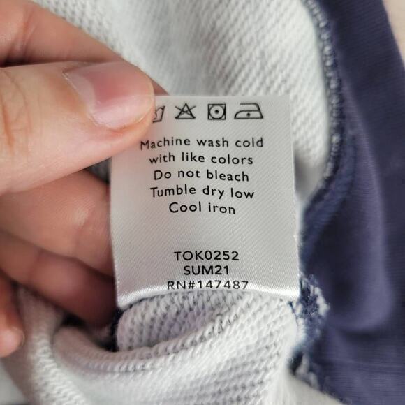 Draper James Natalie Sweatshirt in Gingham Navy White Size Extra Large - Picture 9 of 9